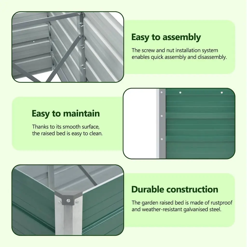 Outdoor Planter Box Raised Garden Bed Green 320x40x45cm Heavy Duty Galvanised Steel Weather Resistant for Vegetables Herbs and Flowers
