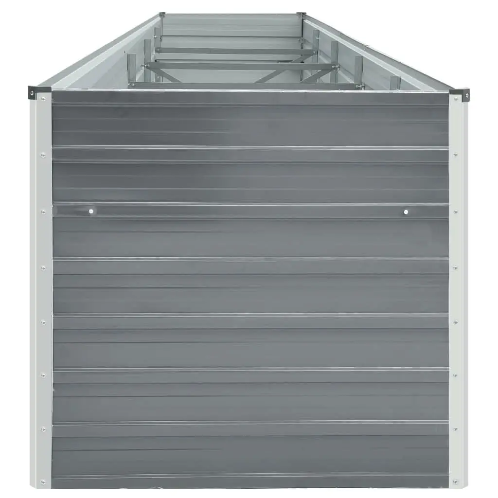 Raised Garden Bed Grey Galvanised Steel Outdoor Planter Box 400x80x45cm for Flowers Vegetables Herbs