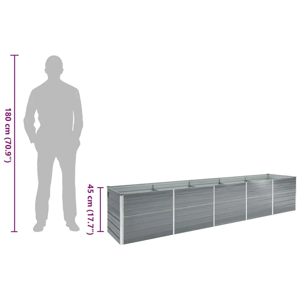 Raised Garden Bed Grey Galvanised Steel Outdoor Planter Box 400x80x45cm for Flowers Vegetables Herbs