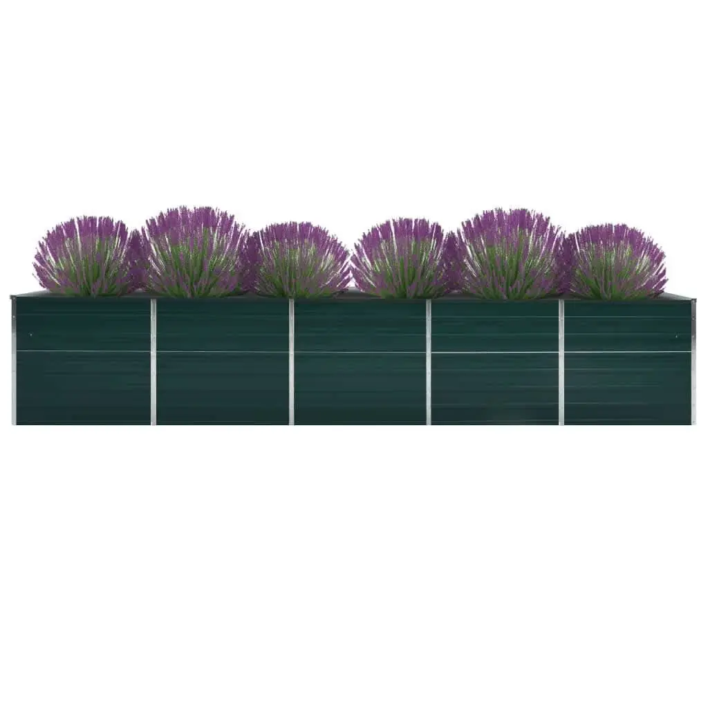 Galvanised Steel Raised Planter Box Outdoor 400x80x45cm Green for Flowers Vegetables Herbs
