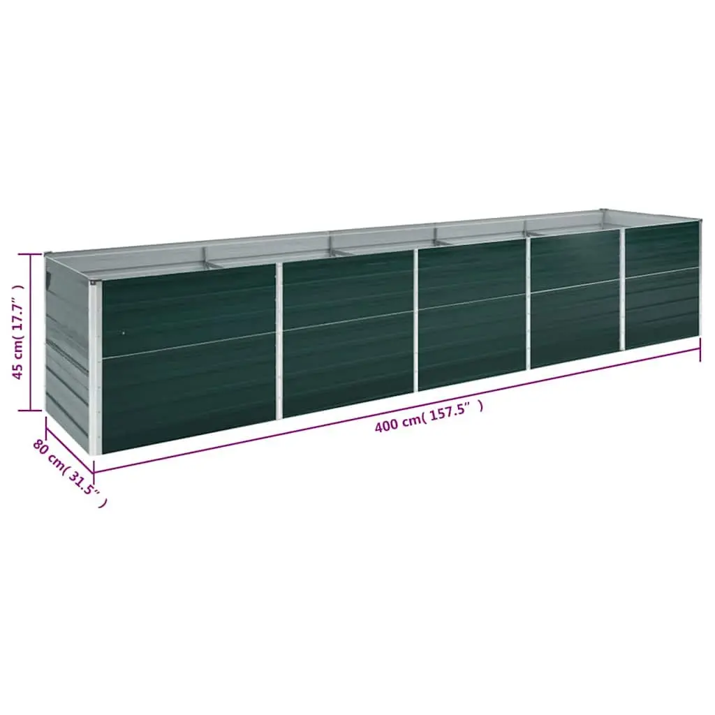 Galvanised Steel Raised Planter Box Outdoor 400x80x45cm Green for Flowers Vegetables Herbs
