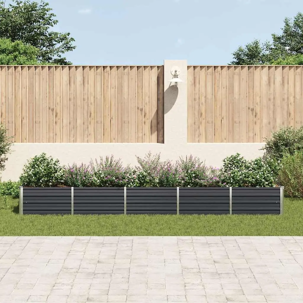 Galvanised Steel Raised Bed Planter Box Outdoor 400x80x45cm Anthracite Heavy Duty Weather Resistant Garden Decor
