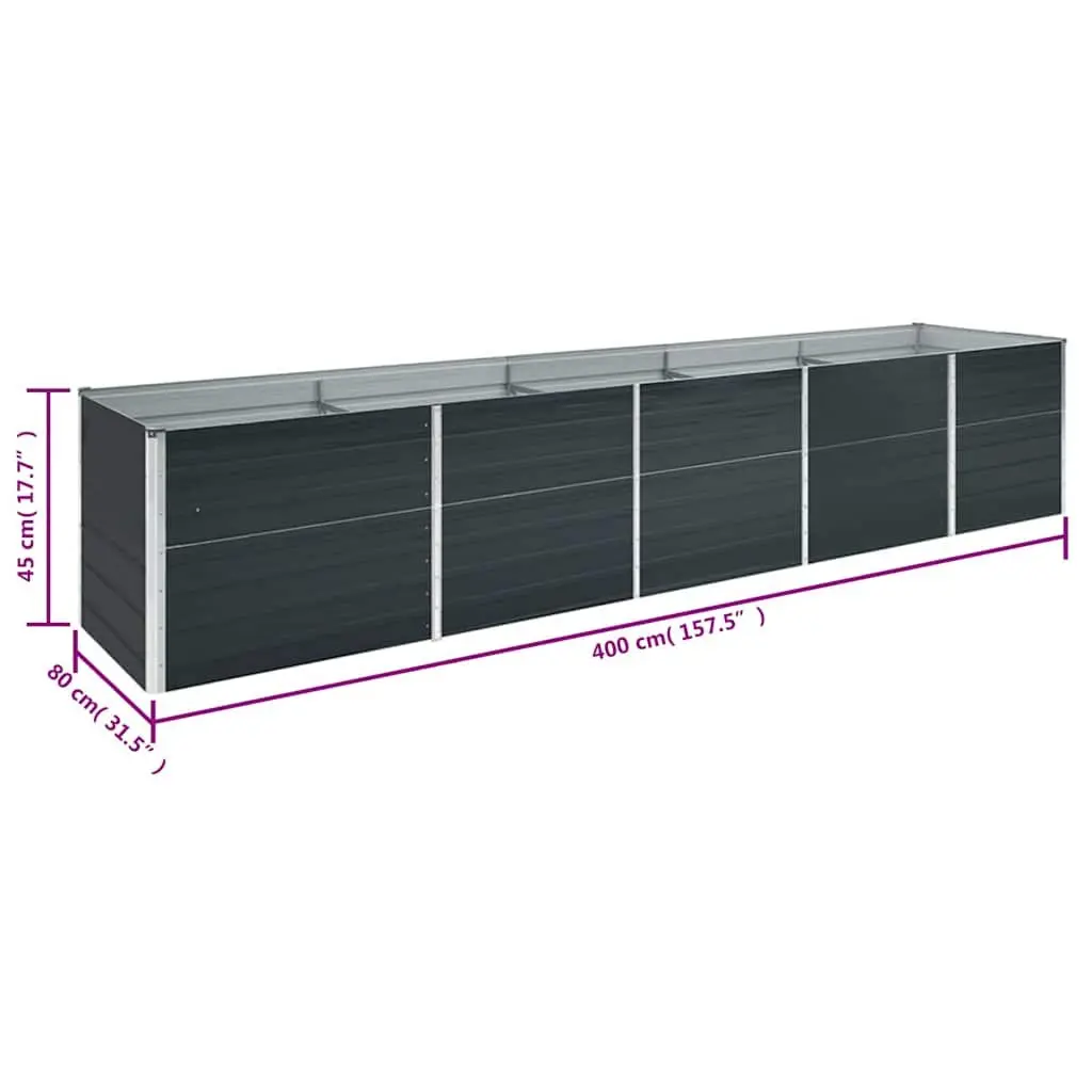 Galvanised Steel Raised Bed Planter Box Outdoor 400x80x45cm Anthracite Heavy Duty Weather Resistant Garden Decor