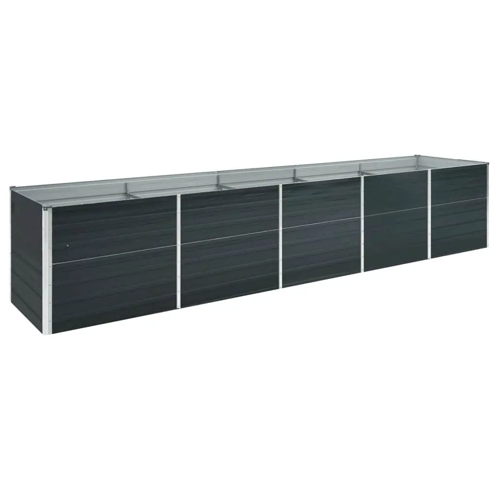 Raised Garden Bed Galvanised Steel 400 x 80 x 77 cm Anthracite Planter Box Outdoor Flowers Plants Vegetables