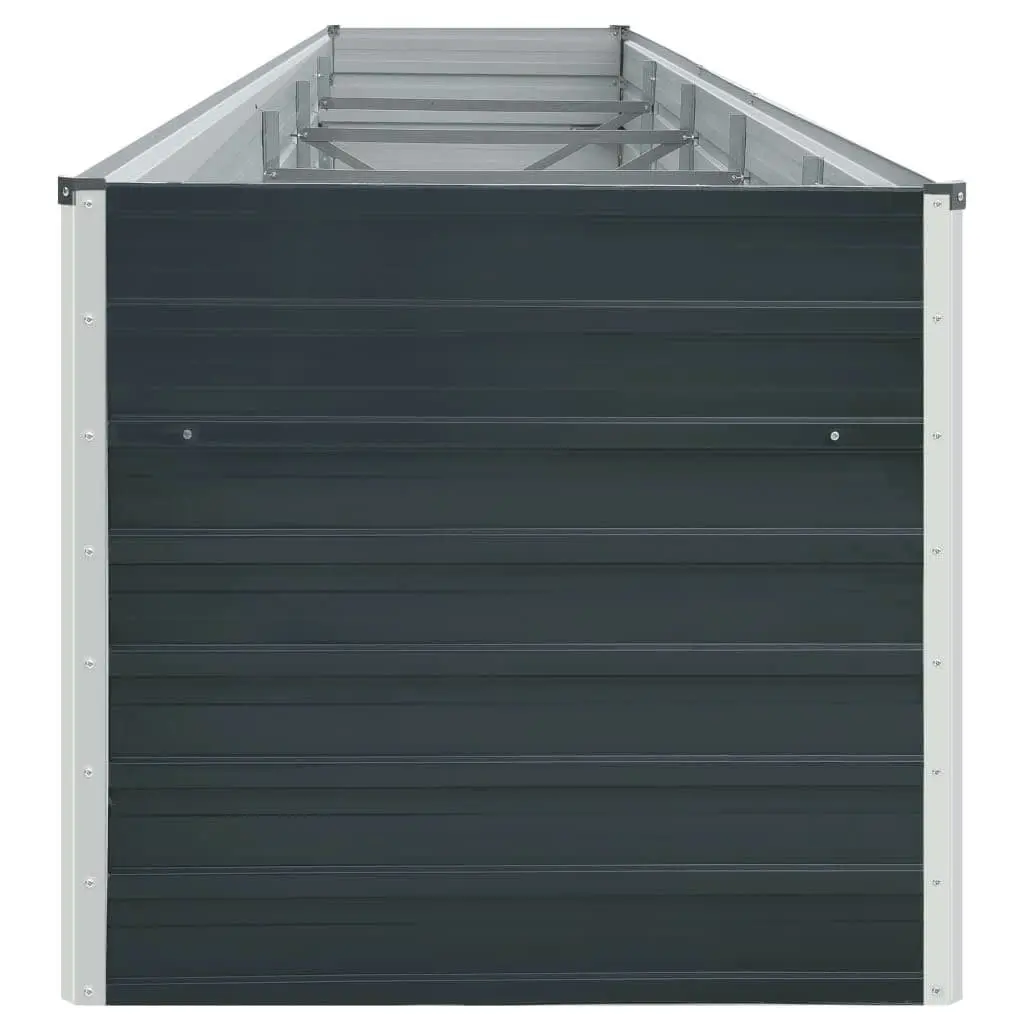 Raised Garden Bed Galvanised Steel 400 x 80 x 77 cm Anthracite Planter Box Outdoor Flowers Plants Vegetables
