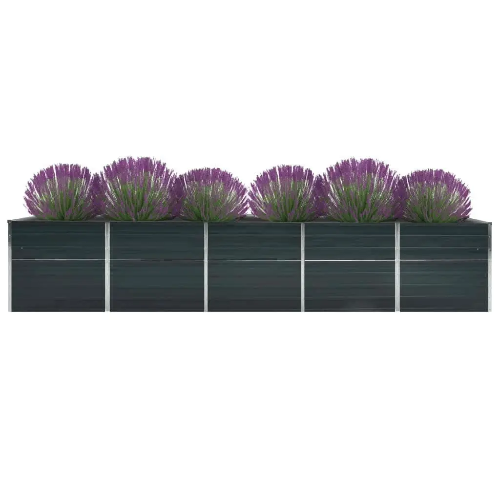 Raised Garden Bed Galvanised Steel 400 x 80 x 77 cm Anthracite Planter Box Outdoor Flowers Plants Vegetables