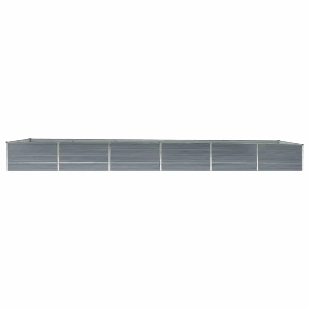 Galvanised Steel Planter Box Garden Raised Bed for Outdoor Use 480x80x45cm Grey Weather Resistant for Flowers Vegetables Herbs