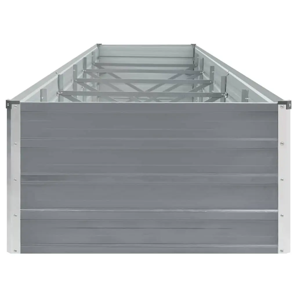 Galvanised Steel Planter Box Garden Raised Bed for Outdoor Use 480x80x45cm Grey Weather Resistant for Flowers Vegetables Herbs
