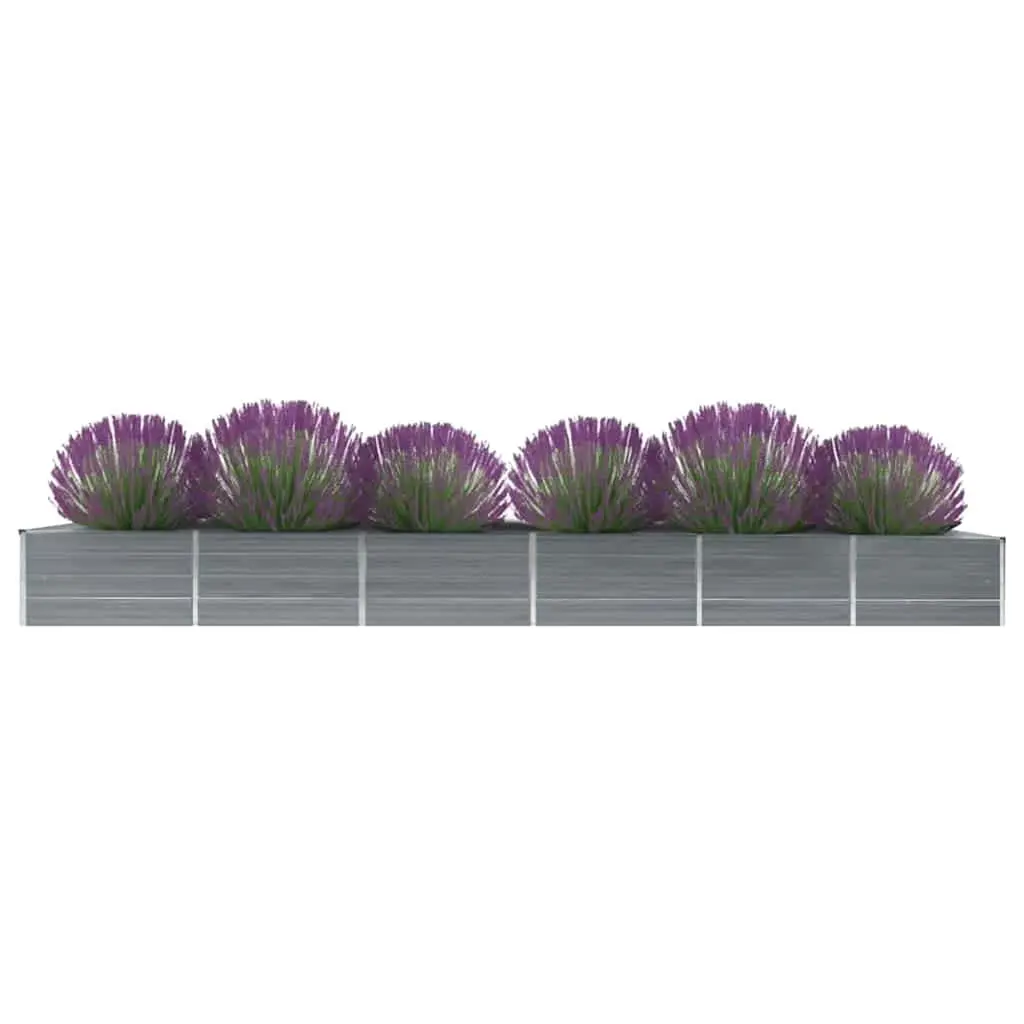 Galvanised Steel Planter Box Garden Raised Bed for Outdoor Use 480x80x45cm Grey Weather Resistant for Flowers Vegetables Herbs