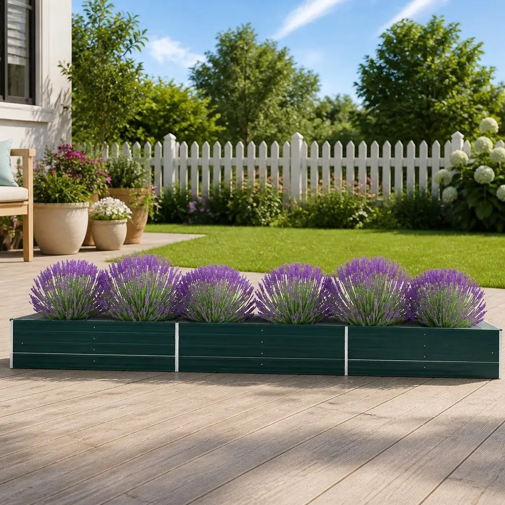 Raised Garden Bed Galvanised Steel 480 x 80 x 45 cm Green
