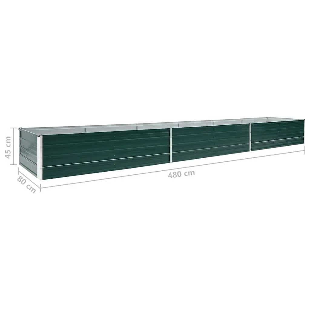 Raised Garden Bed Galvanised Steel 480 x 80 x 45 cm Green