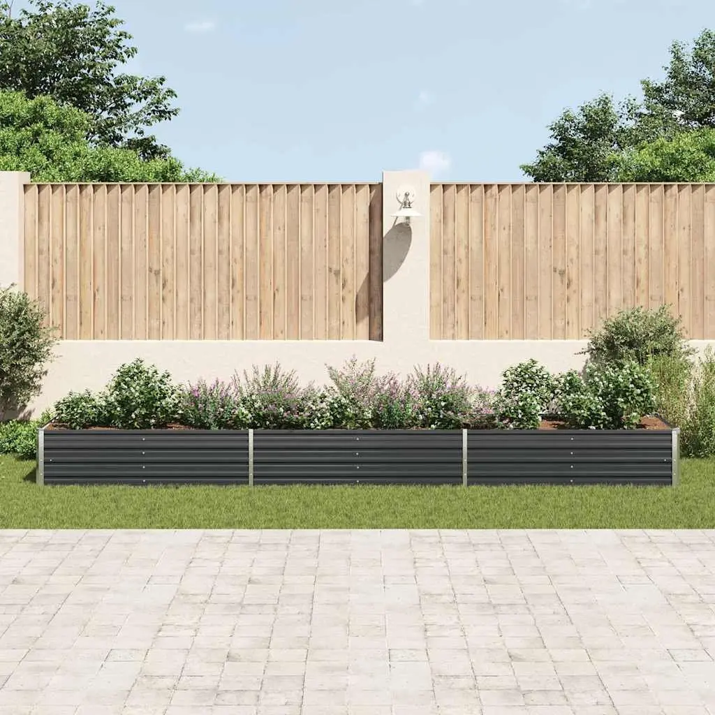 Outdoor Planter Box Heavy Duty Galvanised Steel Anthracite 480cm x 80cm x 45cm Raised Garden Bed