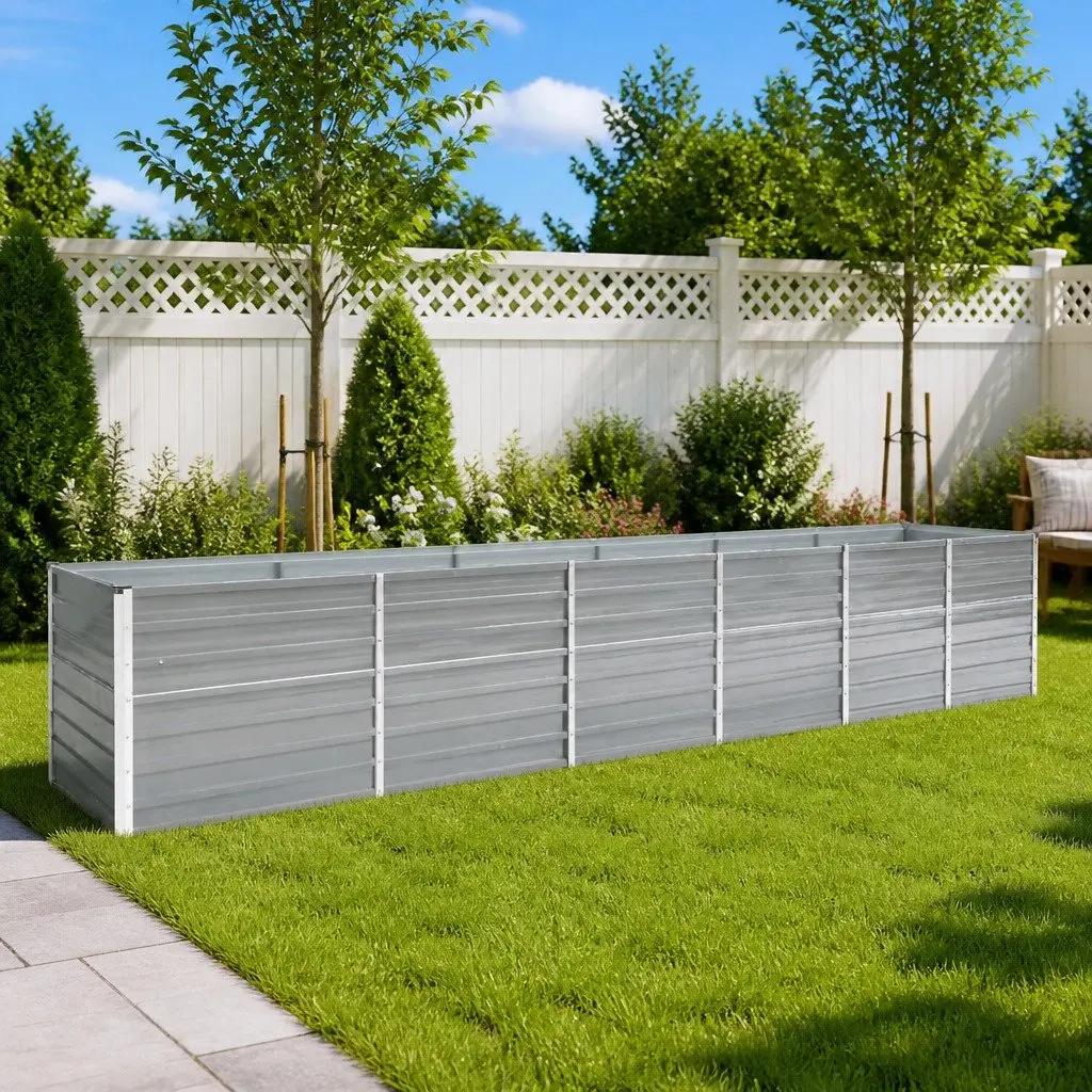 Garden Raised Bed Galvanised Steel Outdoor Planter Box Flowers Vegetables Herbs