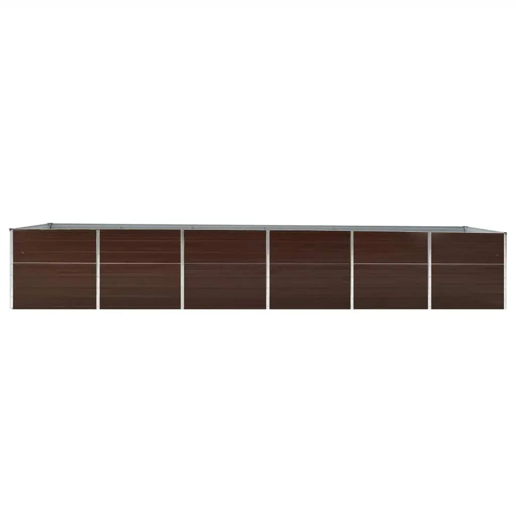 Raised Planter Box Outdoor Galvanised Steel Brown 480 x 80 x 77 cm Heavy Duty for Flowers Vegetables Herbs