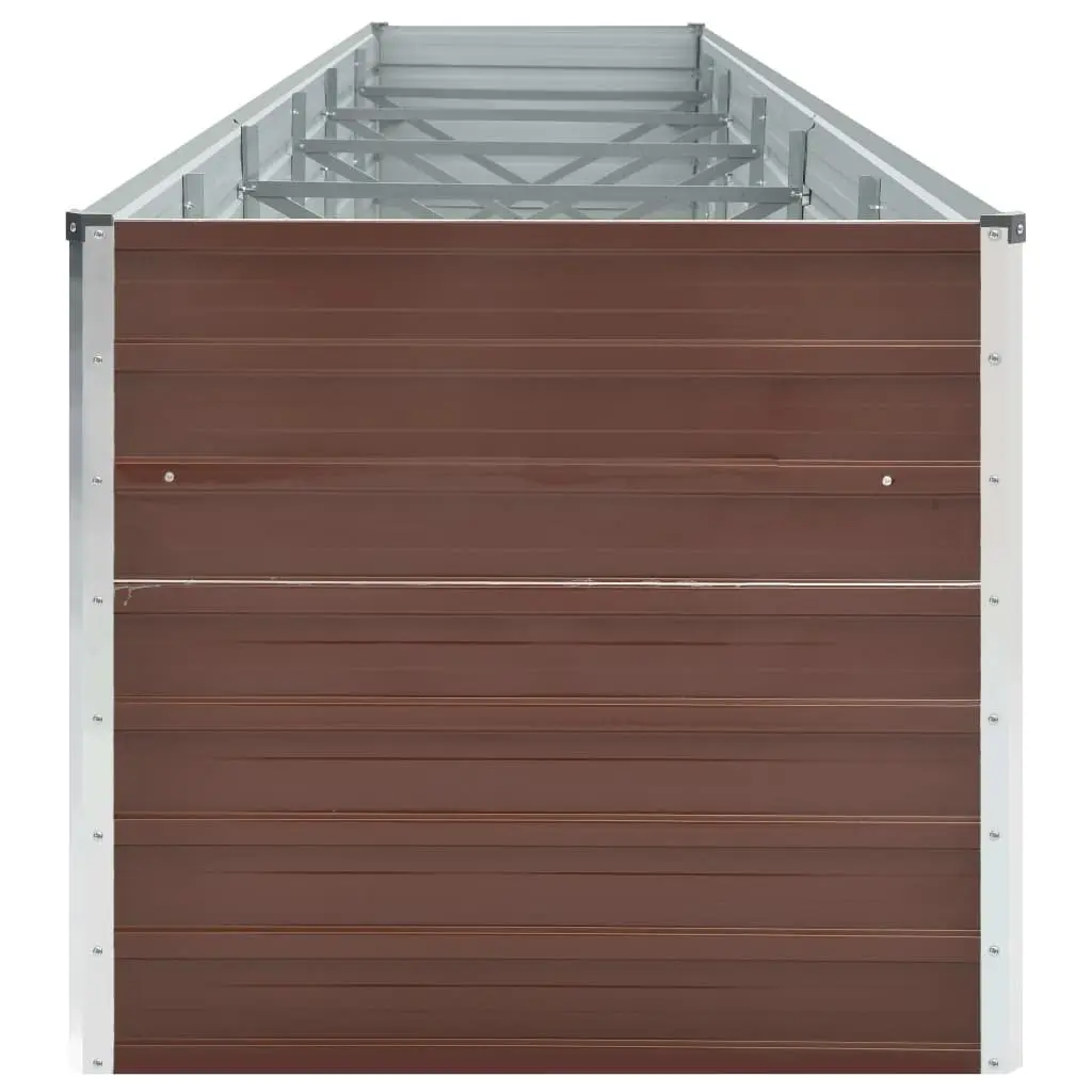 Raised Planter Box Outdoor Galvanised Steel Brown 480 x 80 x 77 cm Heavy Duty for Flowers Vegetables Herbs