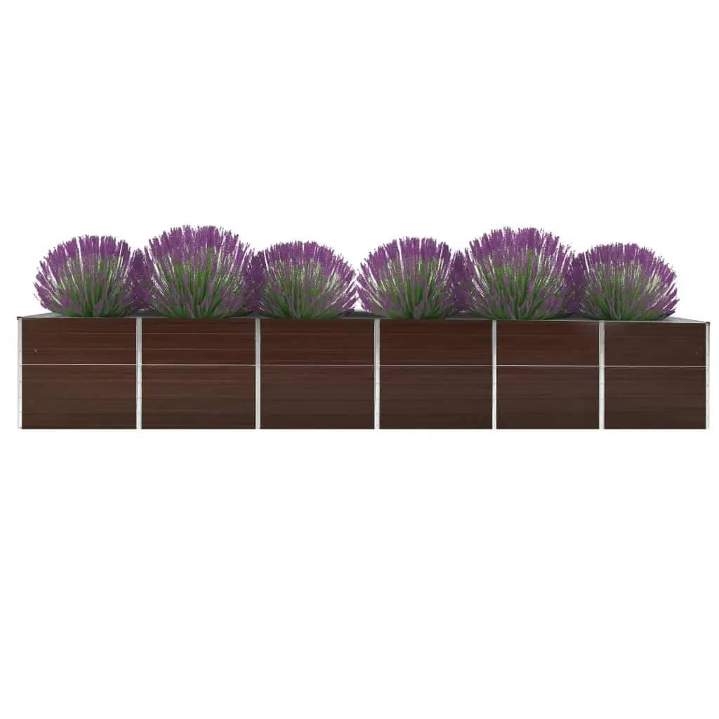 Raised Planter Box Outdoor Galvanised Steel Brown 480 x 80 x 77 cm Heavy Duty for Flowers Vegetables Herbs