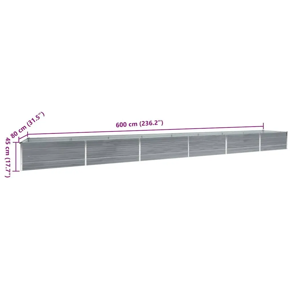 Galvanised Steel Garden Raised Bed Outdoor Planter Box 600 x 80 x 45 cm Grey
