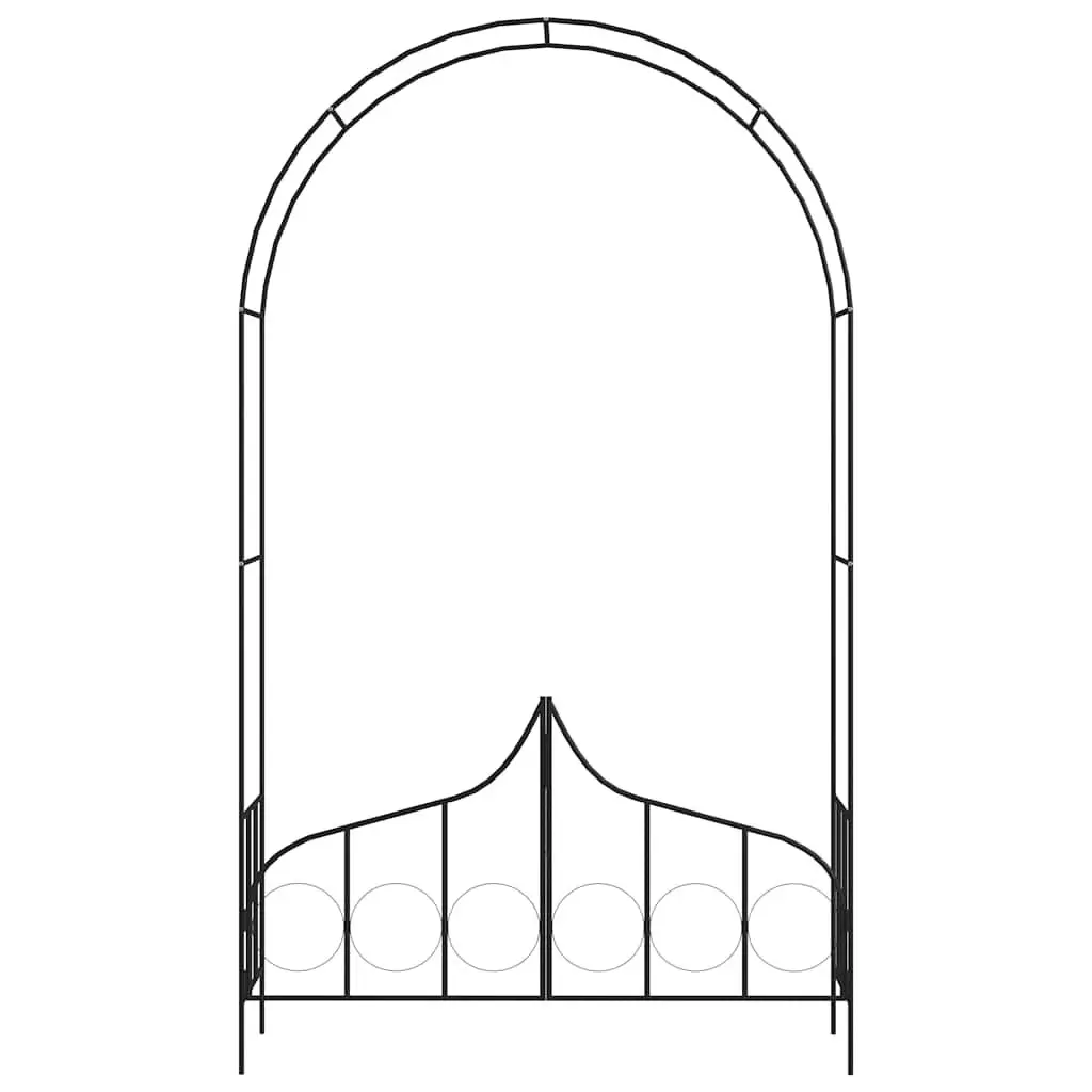 Garden Arch Iron Black 138x40x238cm with Gate for Climbing Plants Outdoor Decorative Structure