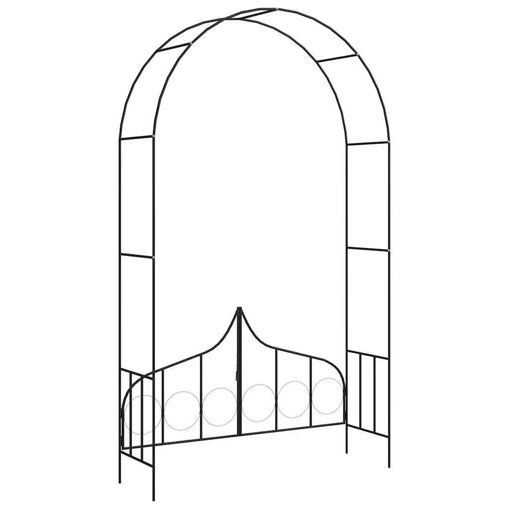 Garden Arch Iron Black 138x40x238cm with Gate for Climbing Plants Outdoor Decorative Structure
