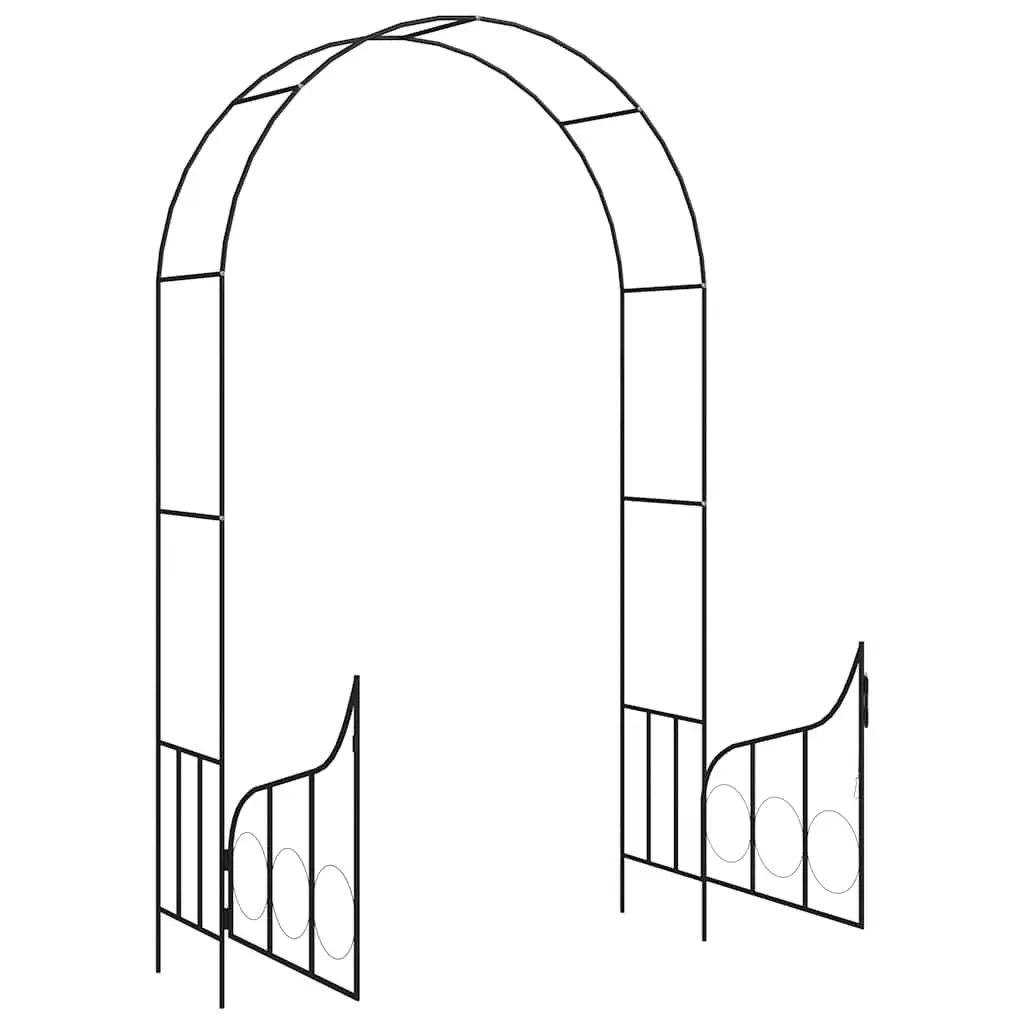 Garden Arch Iron Black 138x40x238cm with Gate for Climbing Plants Outdoor Decorative Structure