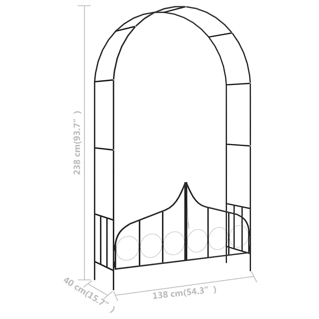 Garden Arch Iron Black 138x40x238cm with Gate for Climbing Plants Outdoor Decorative Structure