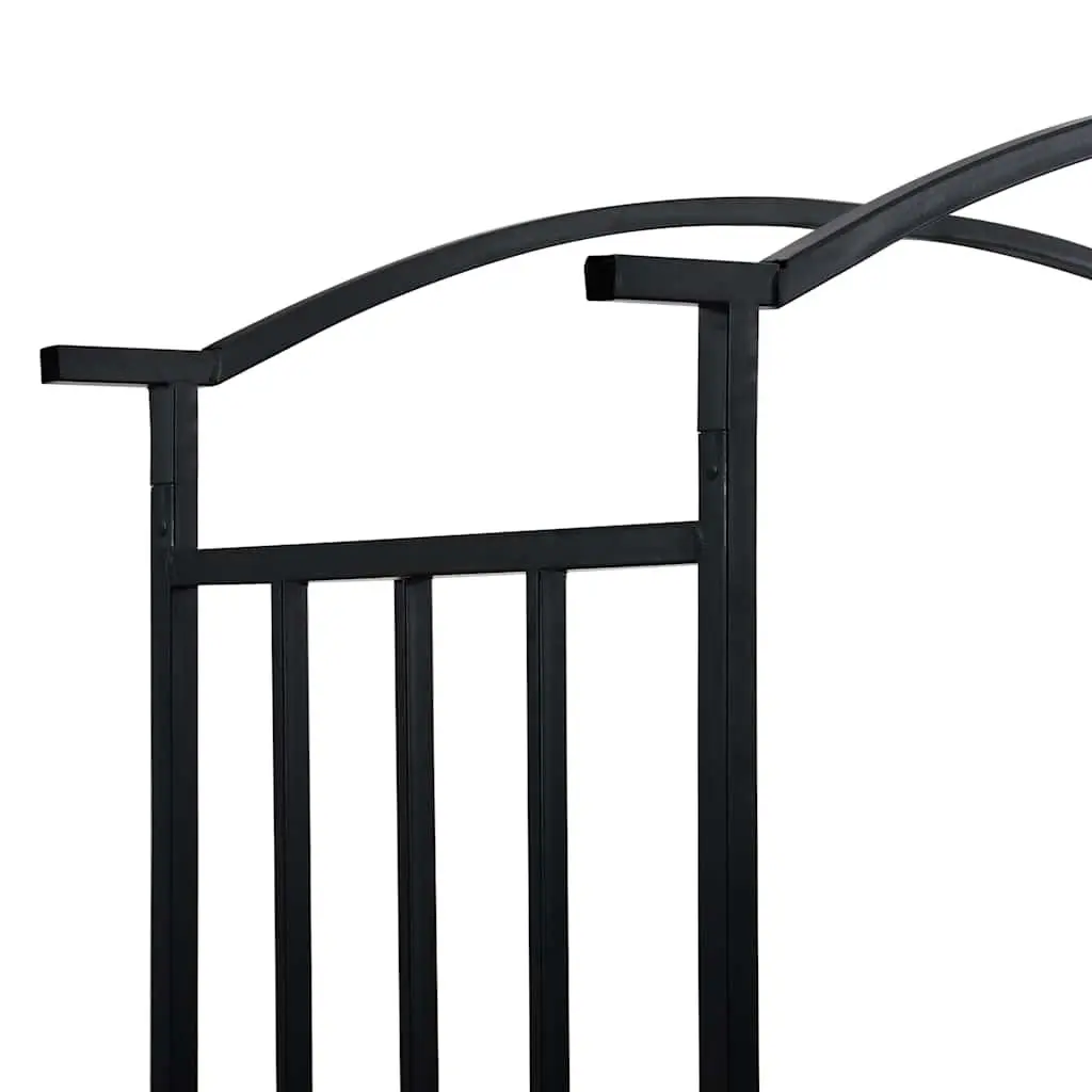 Garden Arch Iron Black with Bench 128 x 50 x 207 cm Outdoor Arbour for Climbing Plants