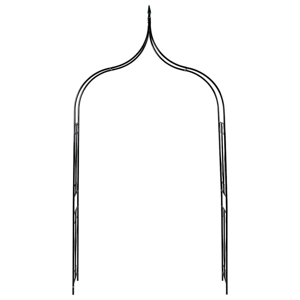 Garden Arch Iron Tubing Dark Green 142 x 37 x 275 cm Outdoor Arbour Trellis for Climbing Plants