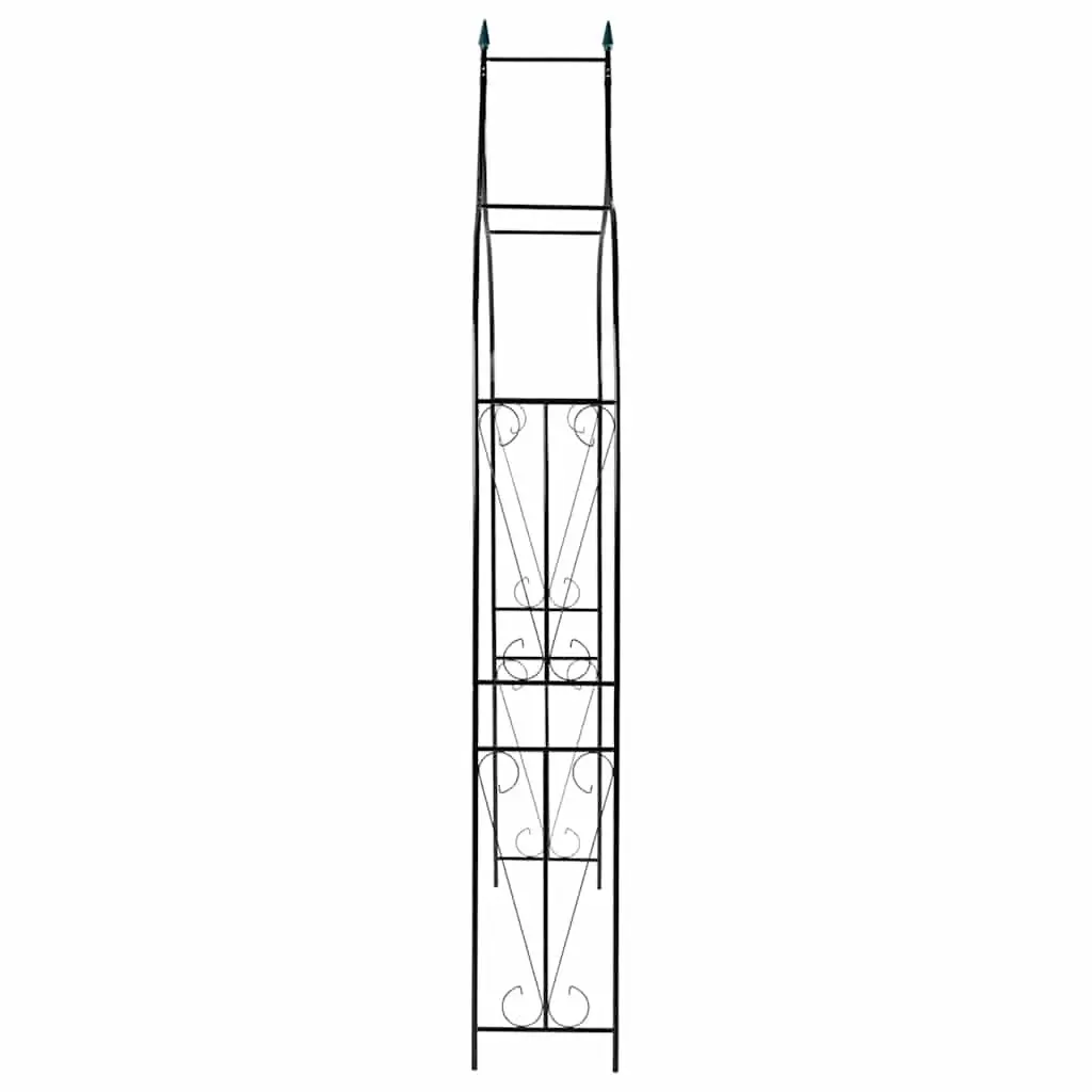 Garden Arch Iron Tubing Dark Green 142 x 37 x 275 cm Outdoor Arbour Trellis for Climbing Plants