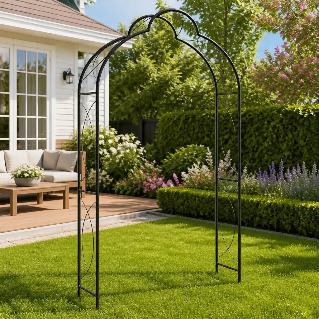 Garden Arch Black Iron Outdoor Arbour Climbing Plants Wedding Decoration