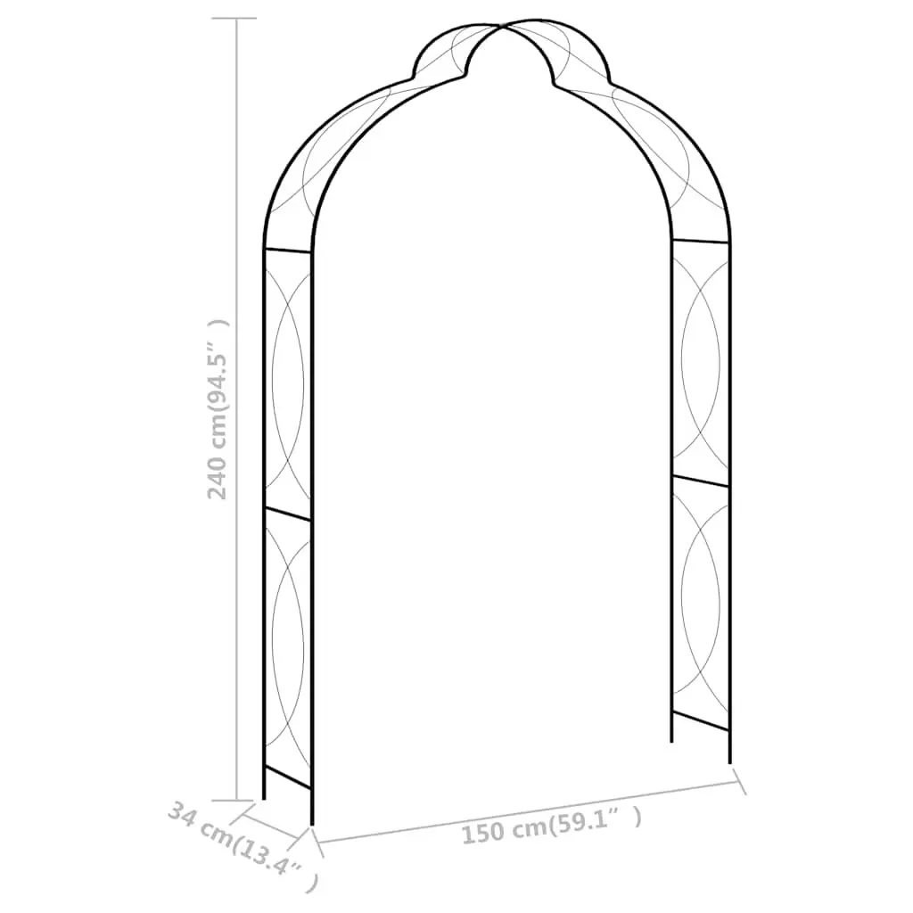 Garden Arch Black Iron Outdoor Arbour Climbing Plants Wedding Decoration