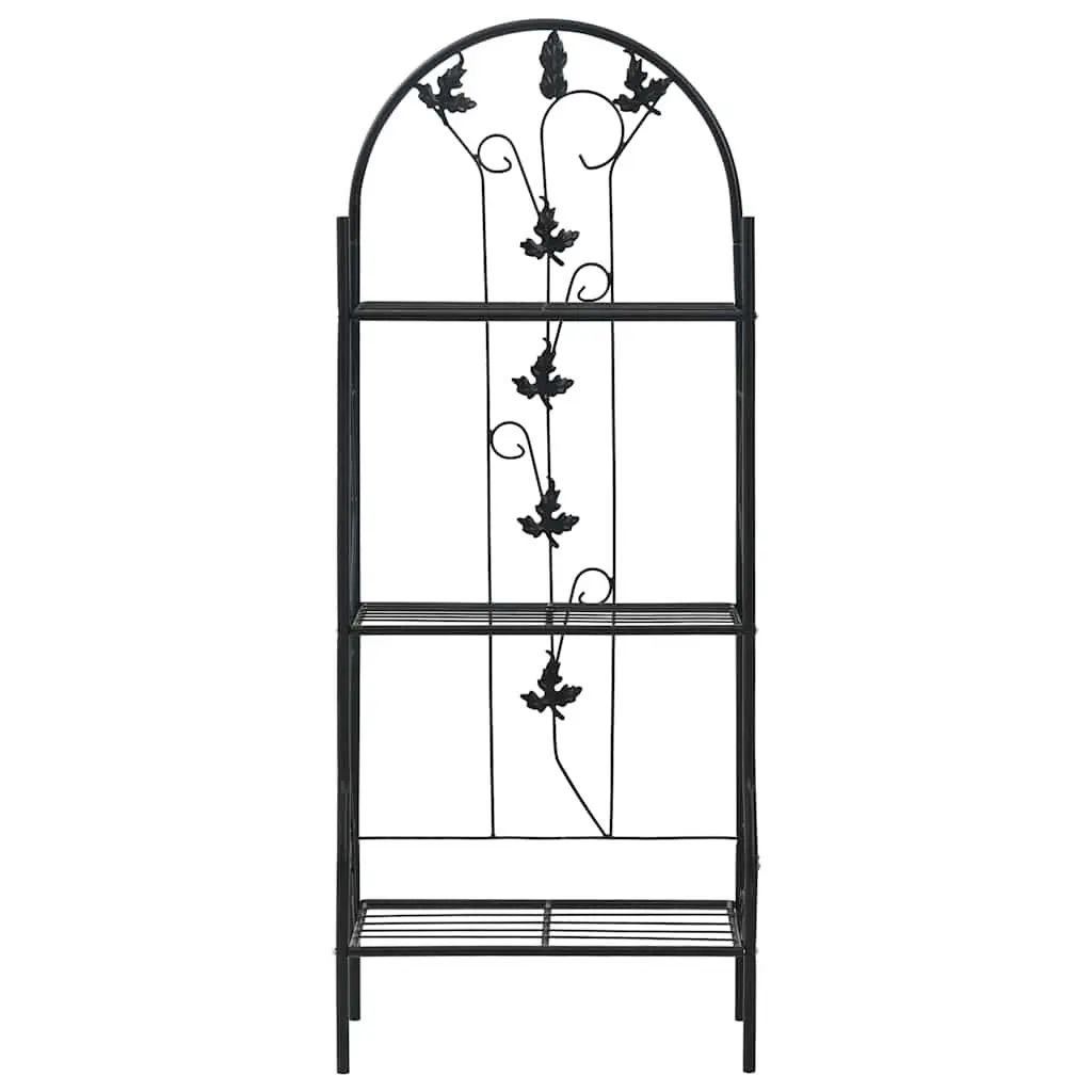 3-Layer Plant Stand Rack Iron Black 52 x 28 x 128 cm