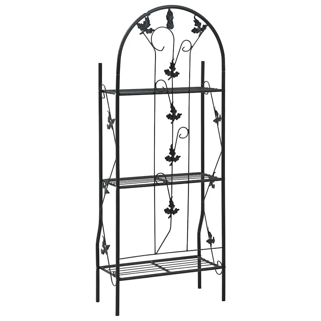 3-Layer Plant Stand Rack Iron Black 52 x 28 x 128 cm
