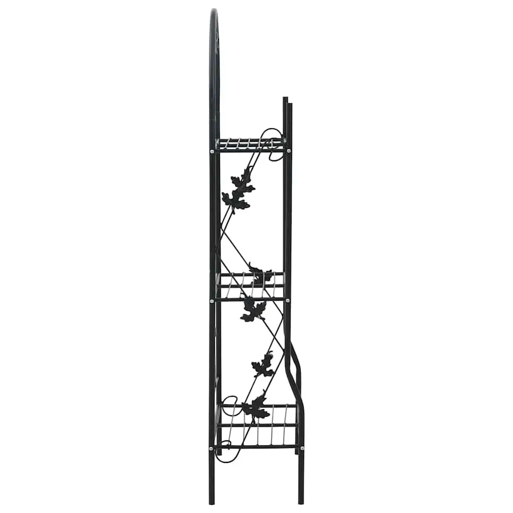 3-Layer Plant Stand Rack Iron Black 52 x 28 x 128 cm