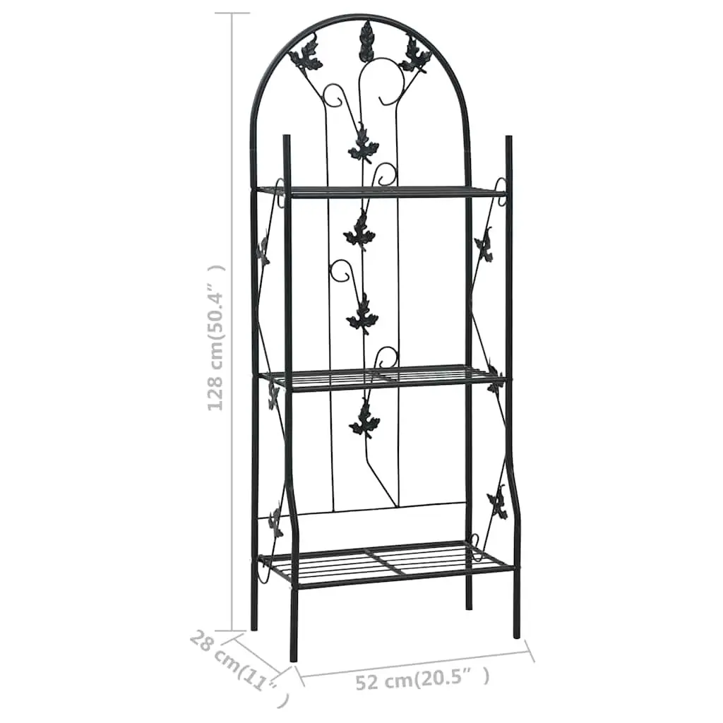 3-Layer Plant Stand Rack Iron Black 52 x 28 x 128 cm