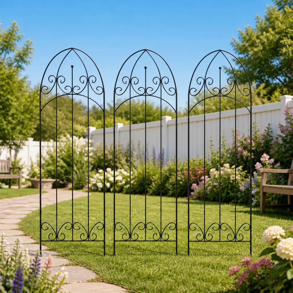 Plant Climbing Rack Black Garden Trellis Arched Roof Stand Flowers Growing
