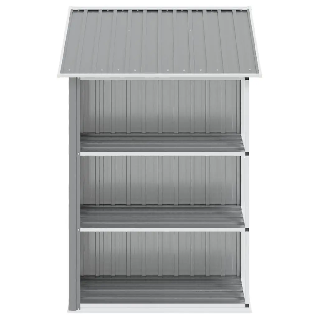 Garden Shed Galvanised Iron 205 x 130 x 183 cm Grey Outdoor Storage House with Rack
