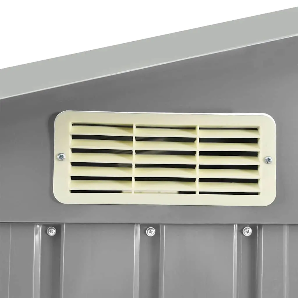 Garden Shed Galvanised Iron 205 x 130 x 183 cm Grey Outdoor Storage House with Rack