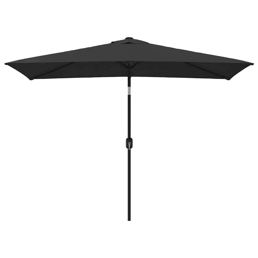 Garden Parasol UV Protective Polyester 300x200cm Black Foldable Crank Tilt Outdoor Sunshade