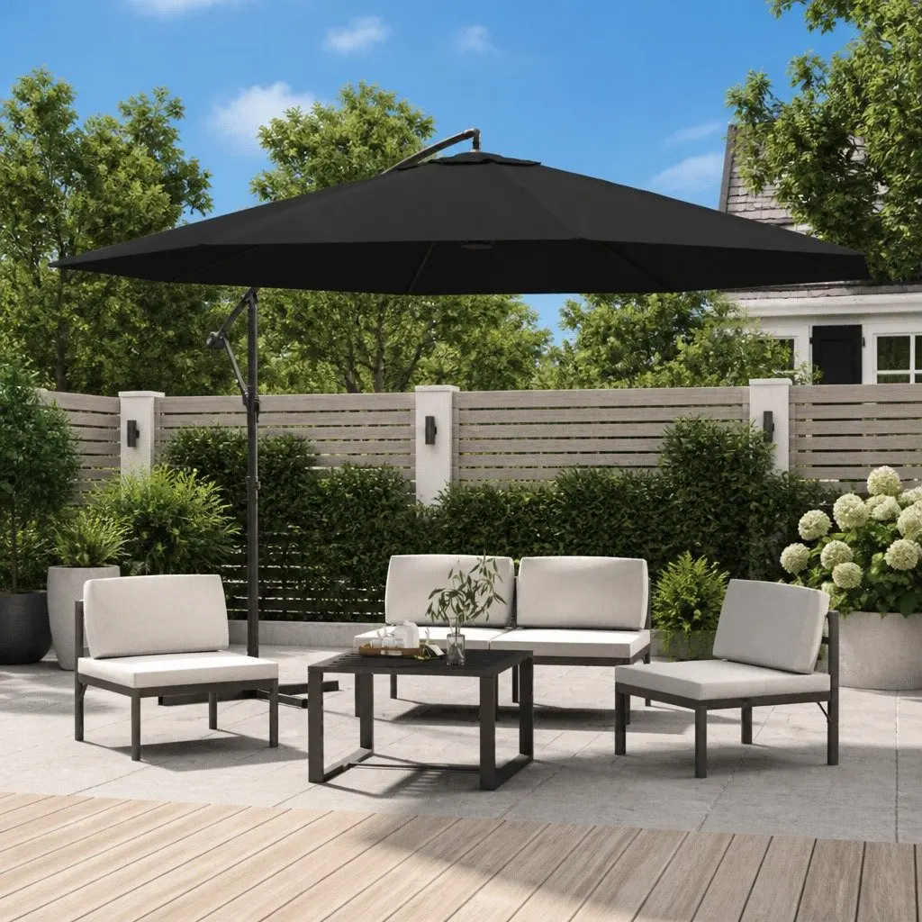 Cantilever Garden Parasol Aluminium 350cm Black