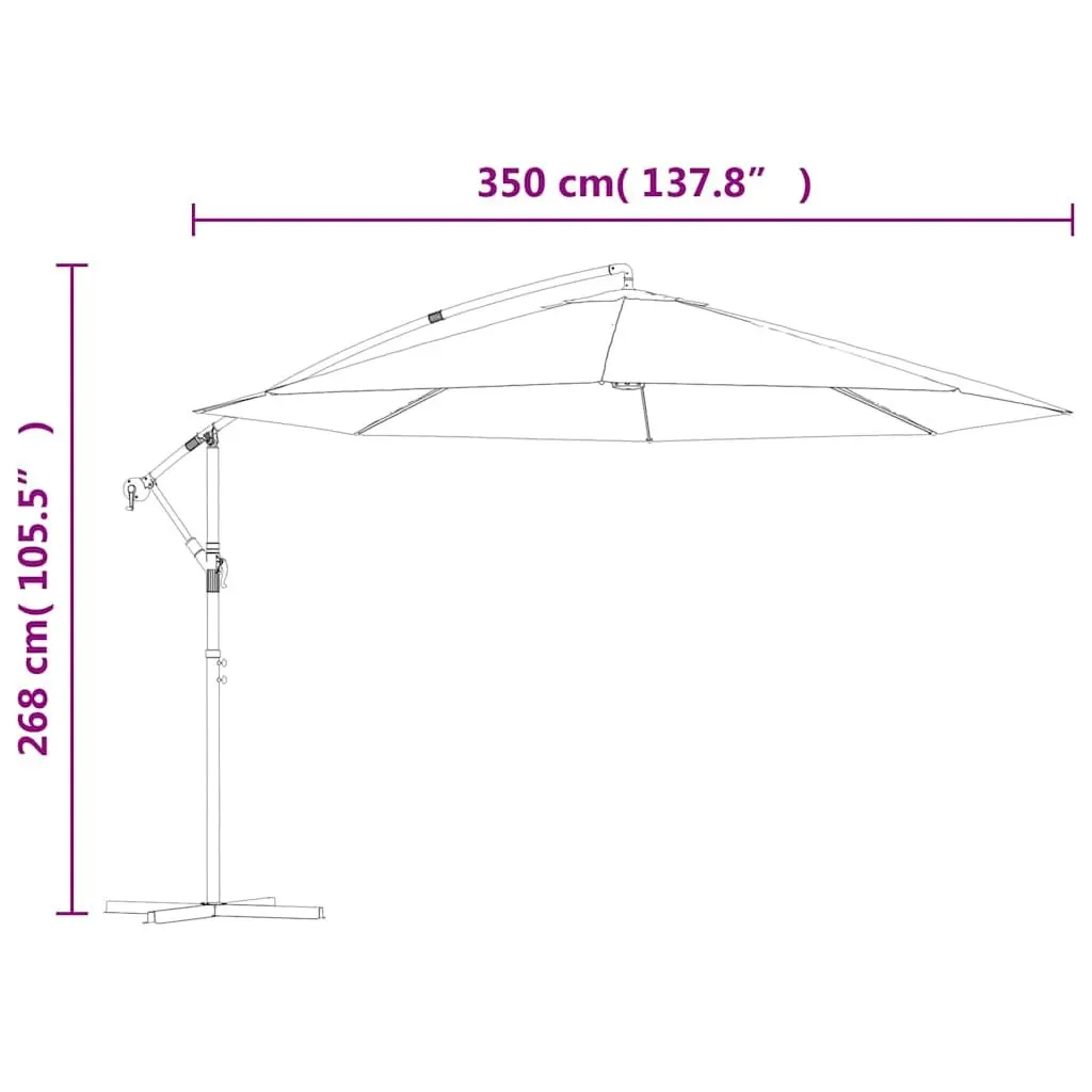 Cantilever Garden Parasol Aluminium 350cm Black