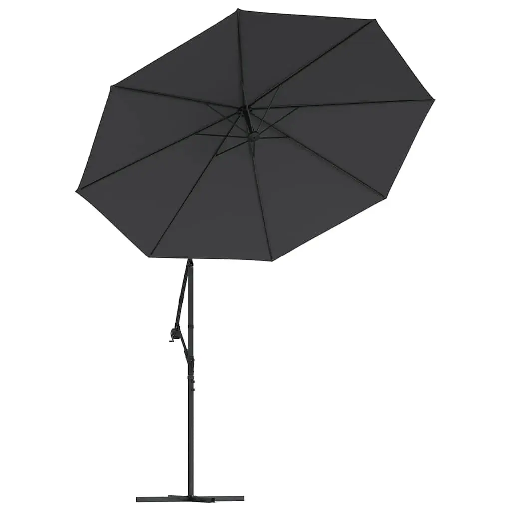 Cantilever Garden Parasol Steel Pole 300cm Black with LED Lights