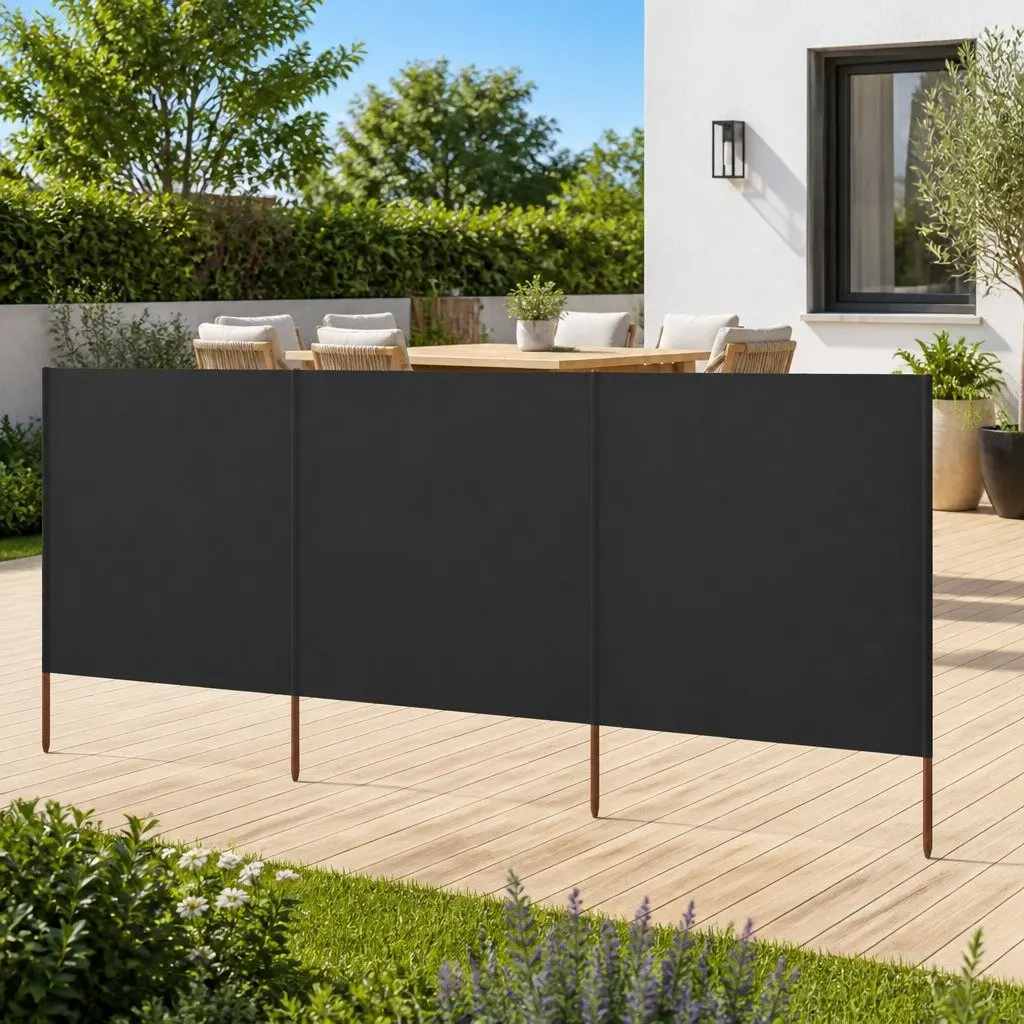 3-Panel Folding Wind Screen Outdoor Garden Shelter Anthracite 400x160cm