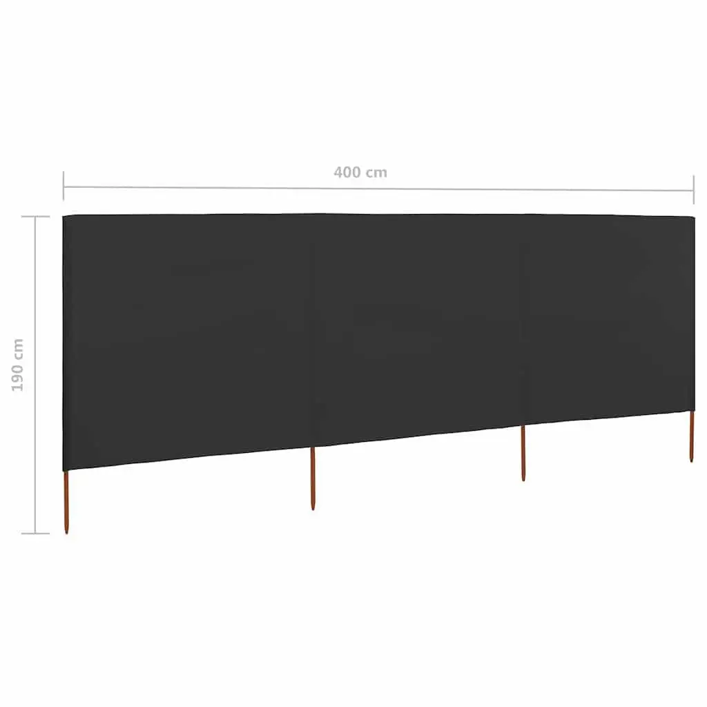 3-Panel Folding Wind Screen Outdoor Garden Shelter Anthracite 400x160cm