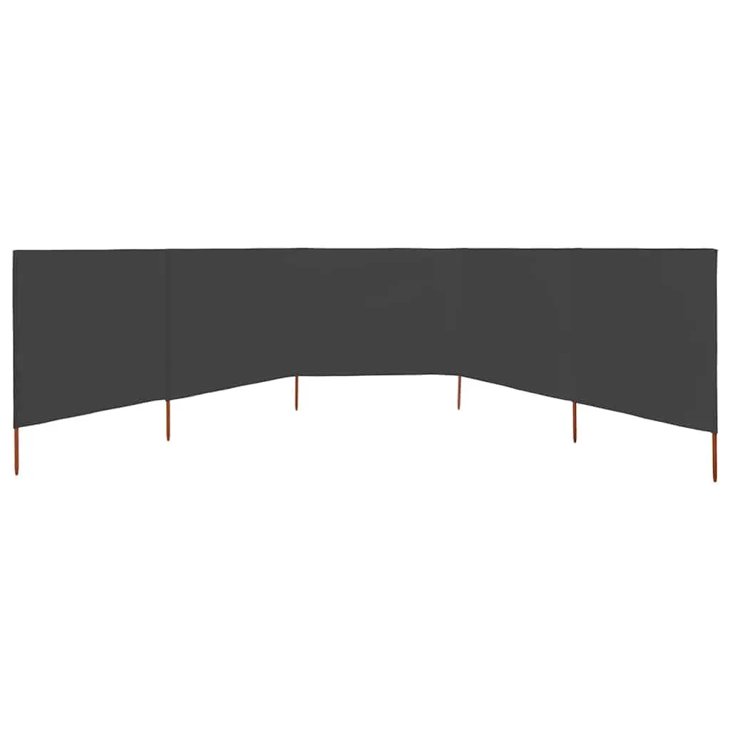 Folding Wind Screen Anthracite Non-Woven Fabric 600cm x 120cm 5-Panel Outdoor Garden Shelter