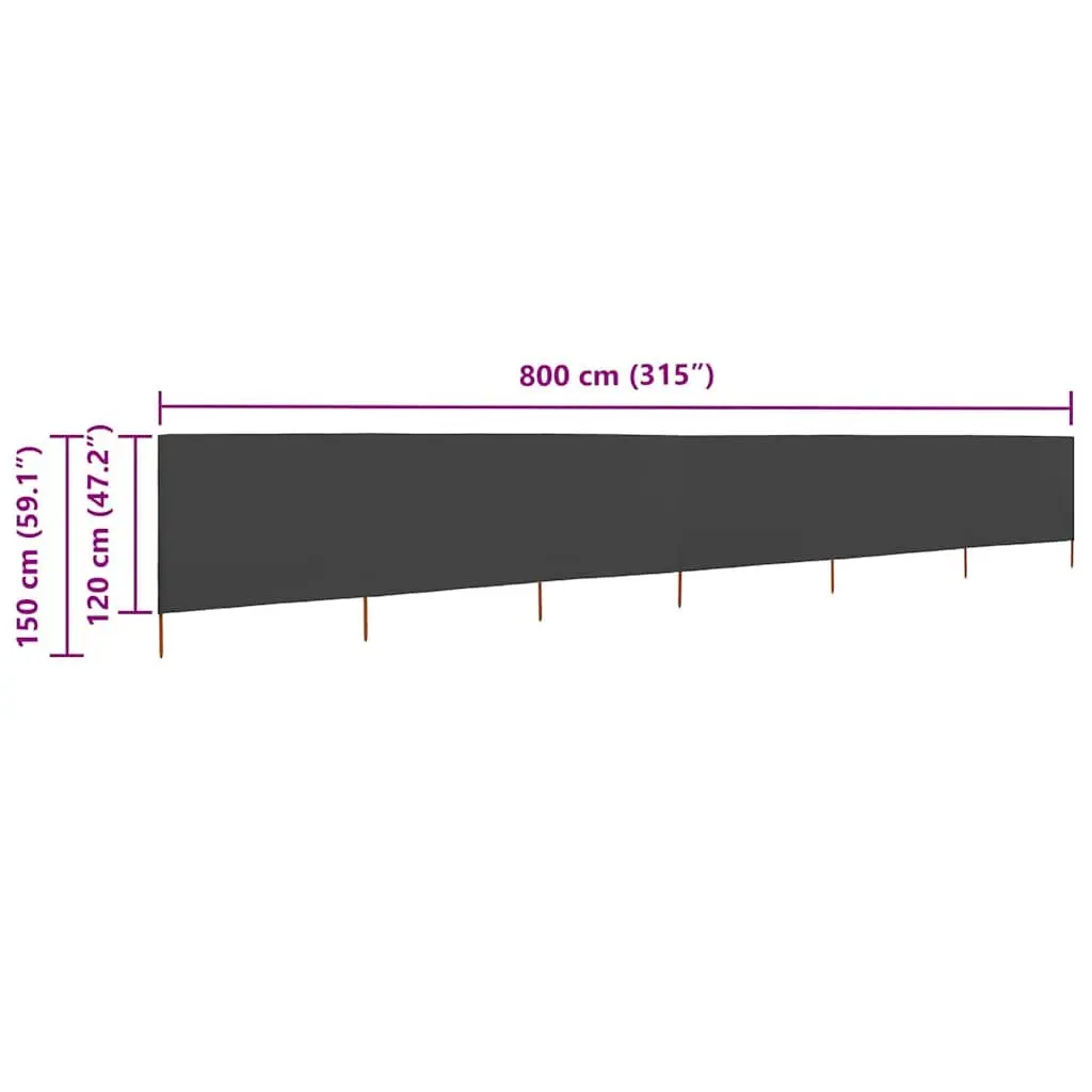 Wind Screen 6-Panel Folding Outdoor Garden Shelter Anthracite 800x120 cm