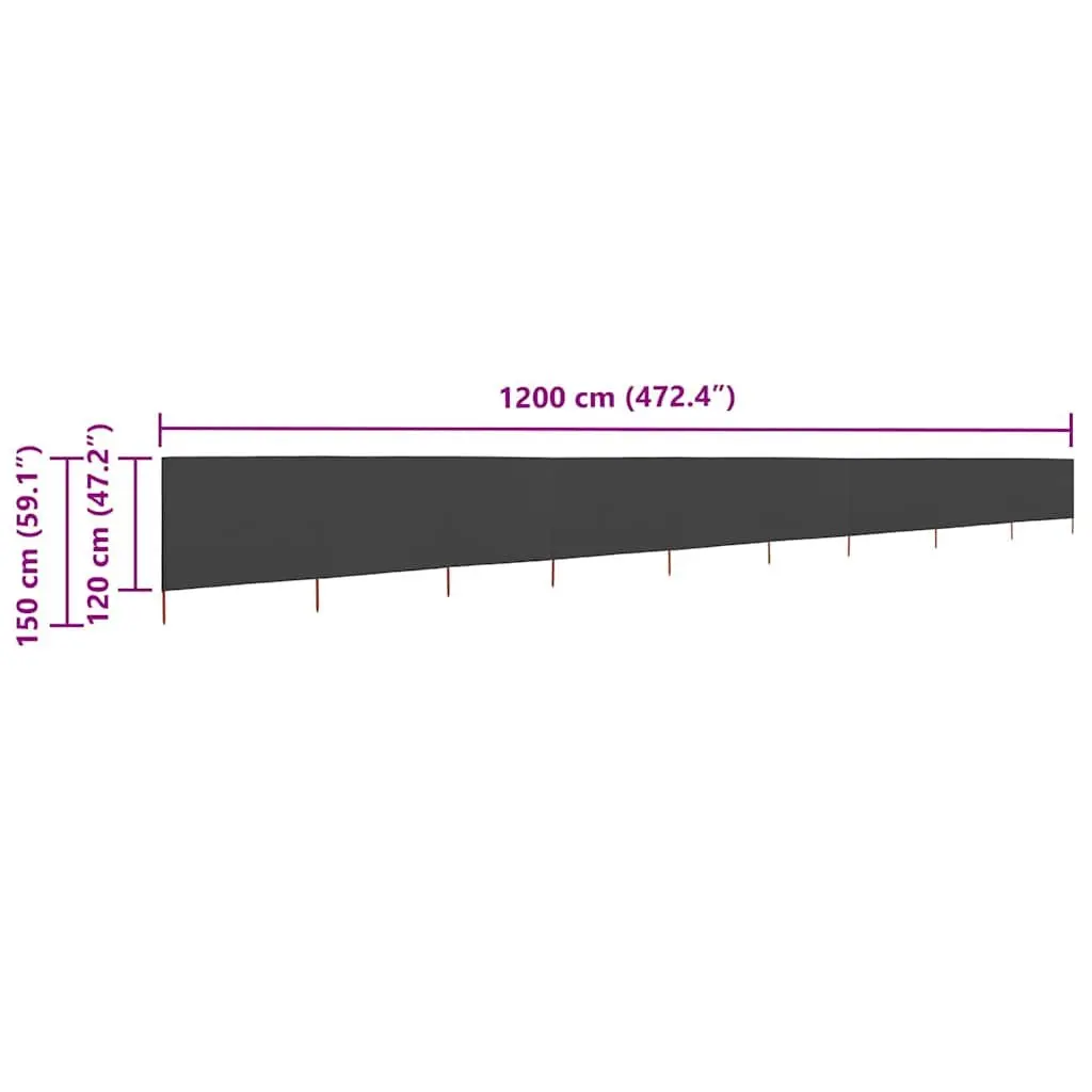Folding Wind Screen Non-woven Fabric 1200x120 cm Anthracite
