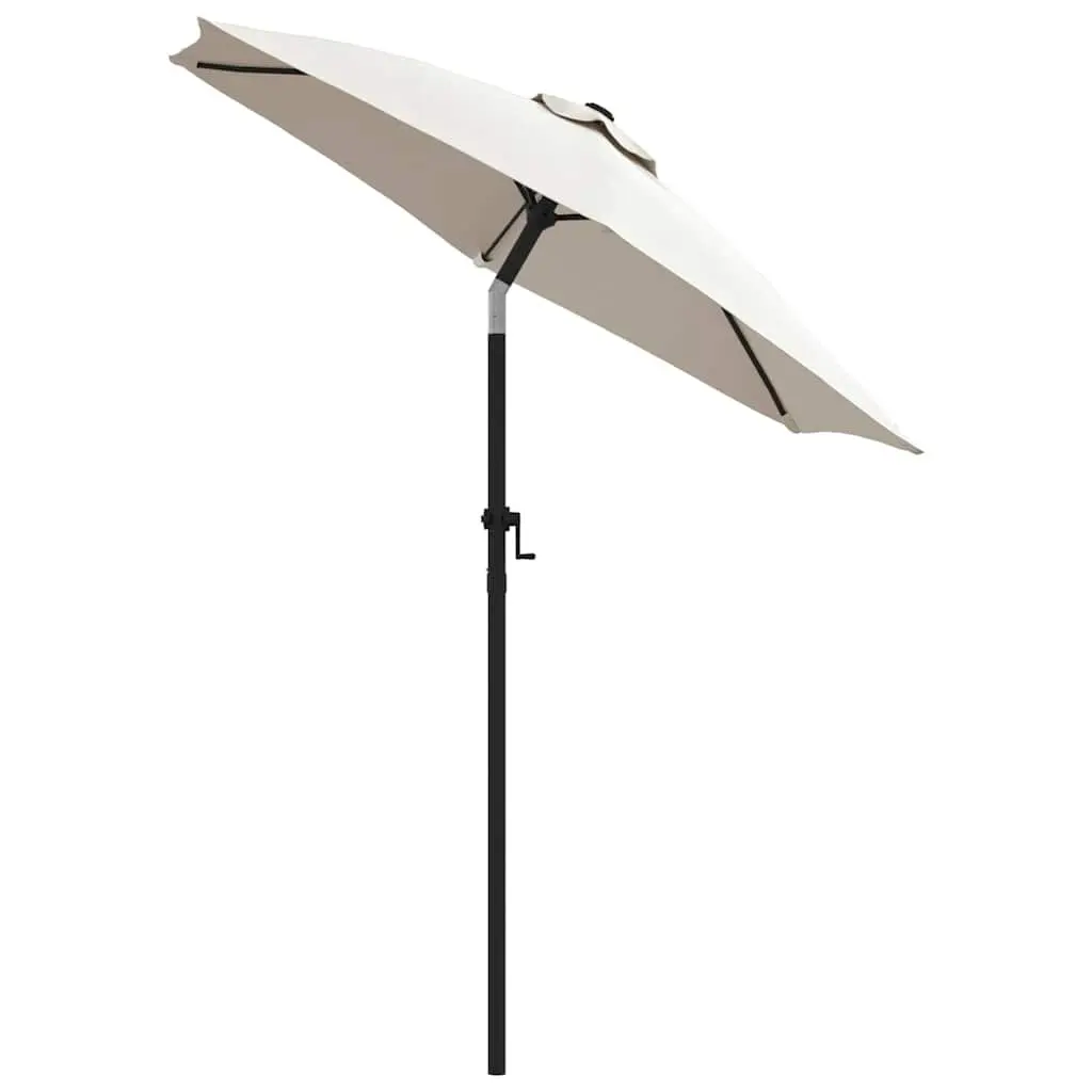 Garden Parasol 200x224cm White Polyester Outdoor Sunshade Adjustable Crank Umbrella