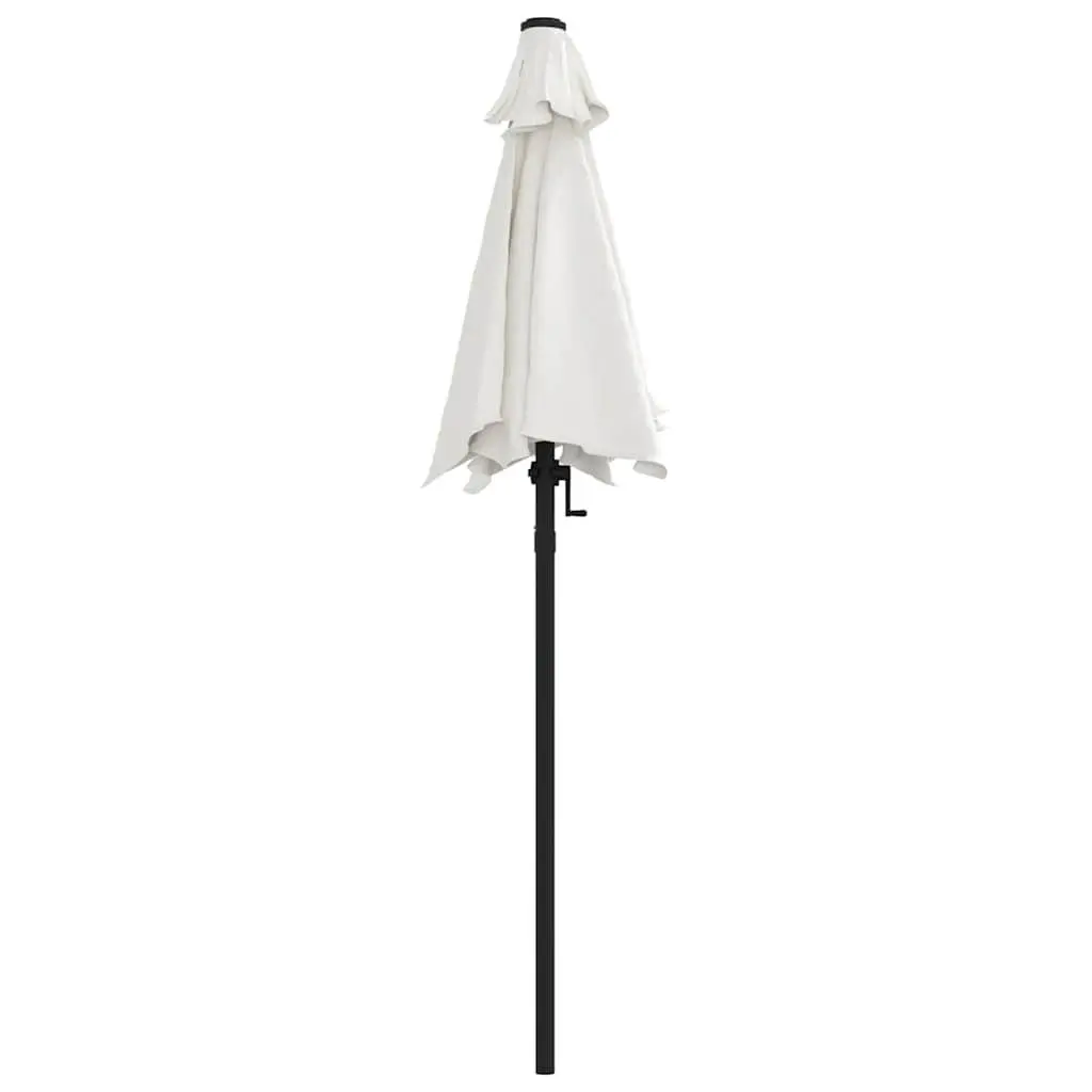 Garden Parasol 200x224cm White Polyester Outdoor Sunshade Adjustable Crank Umbrella