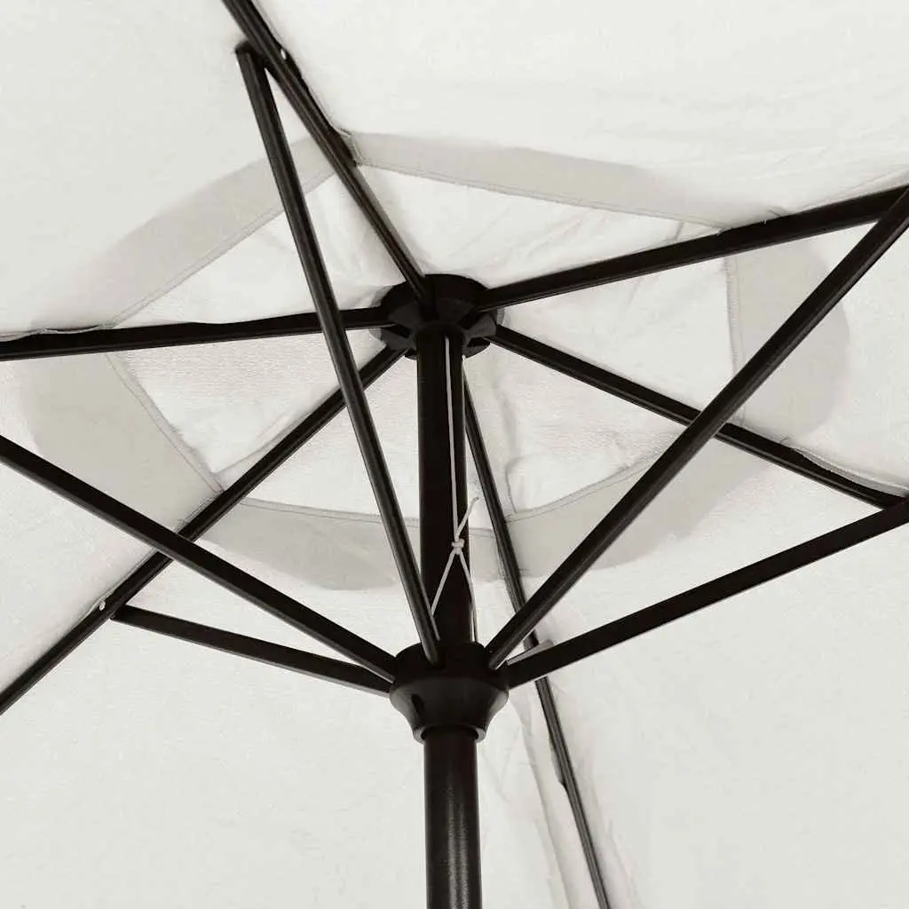Garden Parasol 200x224cm White Polyester Outdoor Sunshade Adjustable Crank Umbrella