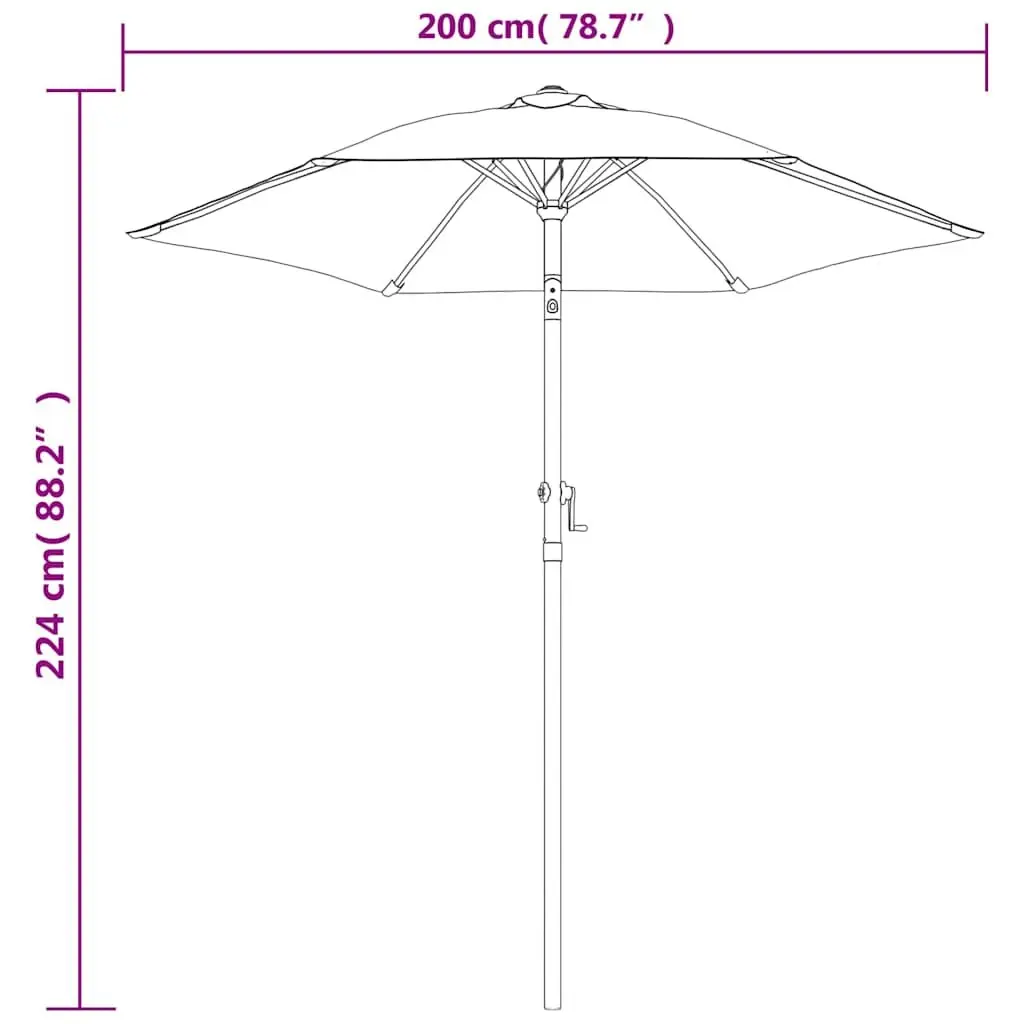Garden Parasol 200x224cm White Polyester Outdoor Sunshade Adjustable Crank Umbrella